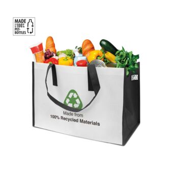 Produktbild: rPET tasche mit Logo und Label "Made 100% Pet-Bottles"