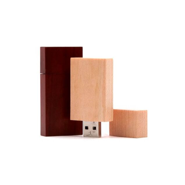 Naturprodukt USB Stick mit eigenem Lasergravur oder Siebdruck Produktbild: USB Sticks aus Ahorn und Rosenholz.