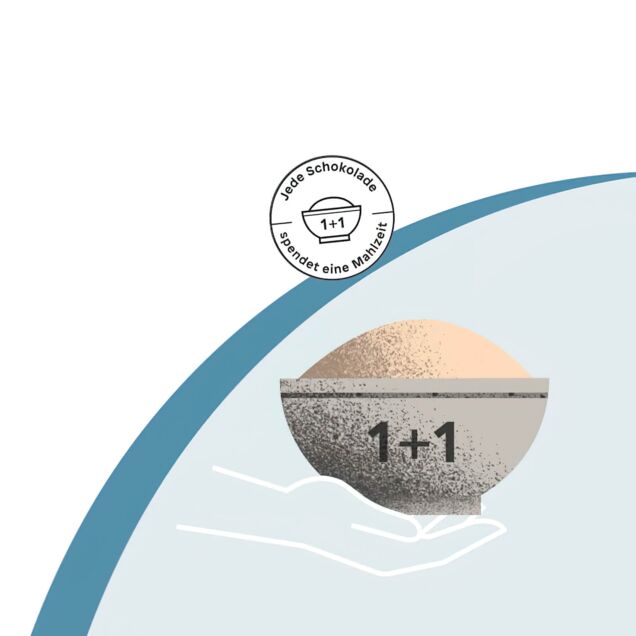 eine Schüssel mit Reis auf der "1 + 1" steht.