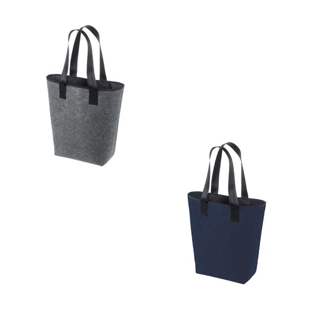 Produktbild: Filzshopper in grau und dunkelblau.