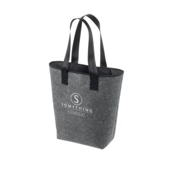 Produktbild: Filztasche in grau mit individuellen Ausdruck.