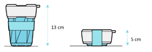 kleiner Becher: 5 cm, großer Becher 13 cm