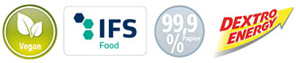 vegan, IFS Food, 99,9% Papier, Dextro-Logo