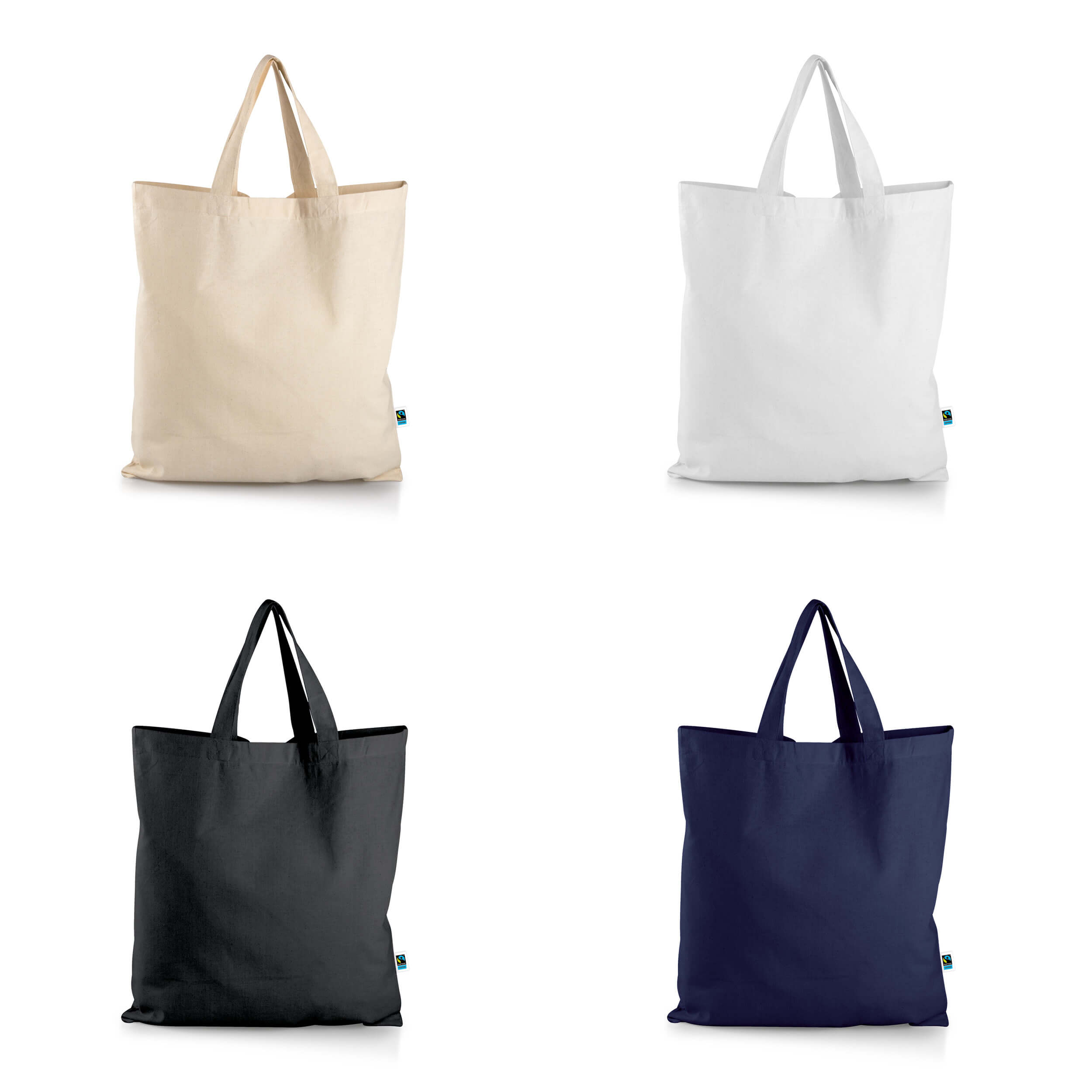 Fairtrade-Baumwolltasche als nachhaltige Werbung in 4 Farben möglich - mit Ihrem Logodruck